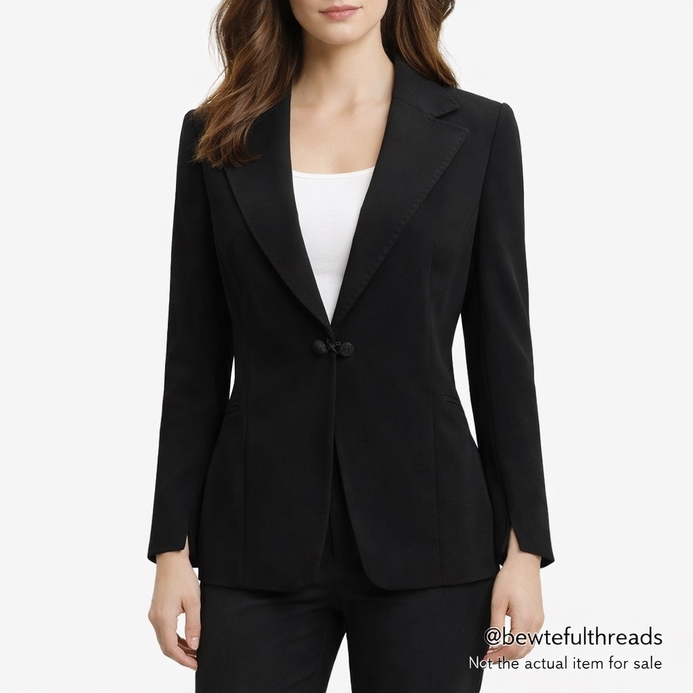 Tahari Petite 12P Black One-Button Tailored Blazer Workwear